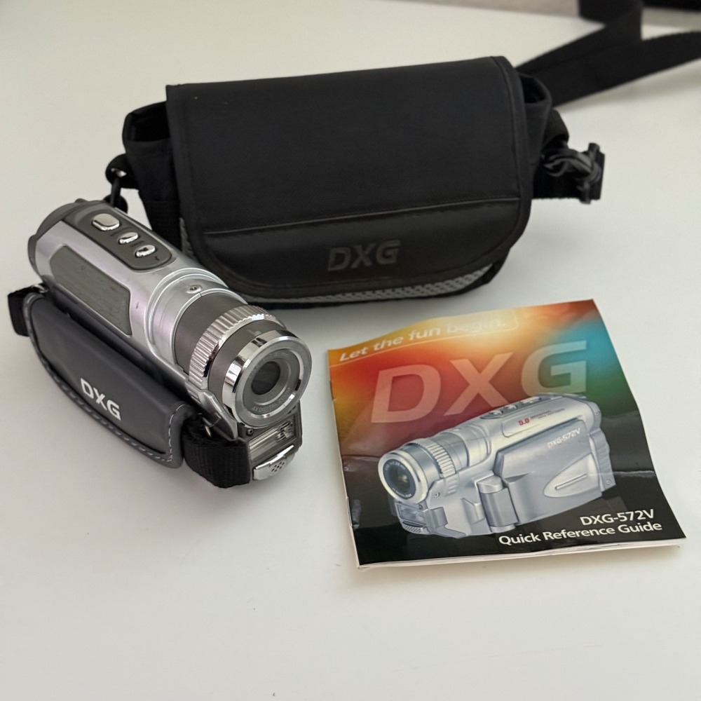 Vintage DXG-572V 5.0MP Digital Camcorder w/ Case & Manual Silver Y2K Aesthetic